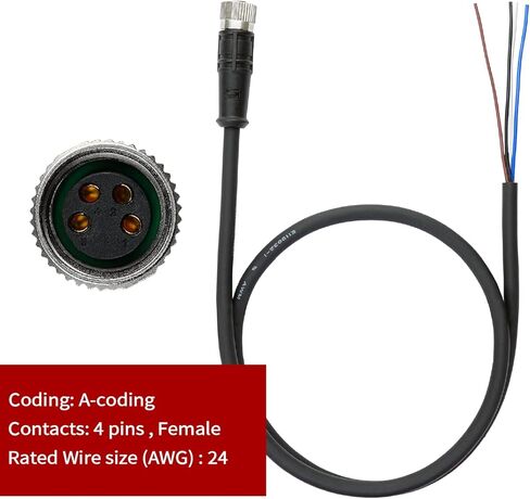 Dinkle M8 كابل 4 دبوس 2 متر أنثى كابل موصل دائري الترميز مقاوم للماء IP67 كابل نهاية واحدة in Kuwait