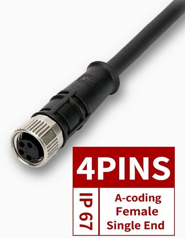 Dinkle M8 كابل 4 دبوس 2 متر أنثى كابل موصل دائري الترميز مقاوم للماء IP67 كابل نهاية واحدة in Kuwait