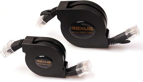 كابل شبكة إيثرنت مسطح Cat 6 قابل للسحب من REXUS، بطول 6.6 قدم، و10 جيجابت أسلاك LAN عالية السرعة، وكابل تصحيح الإنترنت مع موصل RJ45 لأجهزة Xbox، وPS4، وجهاز التوجيه، والمودم، والتبديل (C6R20) in Kuwait