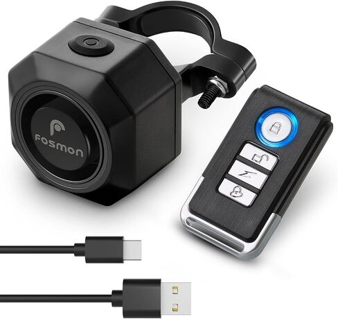 فوسمون جهاز انذار للدراجة قابل لاعادة الشحن بمنفذ USB-C مع جهاز تحكم عن بعد، مقاوم للماء IP55 لاسلكي 110 ديسيبل بصوت عال مضاد للسرقة والاهتزاز ومستشعر حركة لتتبع المركبات ونظام امان للدراجات الهوائية in Saudi Arabia