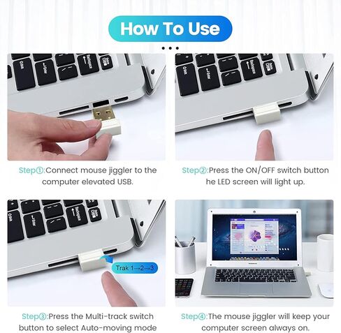Evtevision Mouse Jiggler Mouse Mover Wiggler منفذ USB شاكر غير قابل للاكتشاف للكمبيوتر المحمول، يبقي الكمبيوتر مستيقظًا، محاكاة حركة الماوس لمنع الكمبيوتر المحمول من الدخول إلى النوم، التوصيل والتشغيل (قطعتان) in Kuwait