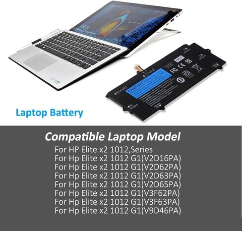 KingSener MG04XL بطارية كمبيوتر محمول لـ HP Elite x2 1012 G1 Series 812060-2C1 812205-00 812060-2C1 HSTNN-I72C1 HSTNN-DB7F MG04 بطارية الكمبيوتر المحمول V2D16PA V2D62PA V3F62PA 5200mAh/40WH 7.7V in Kuwait