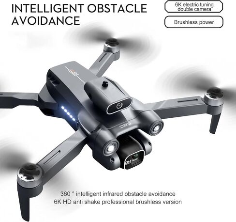 طائرات بدون طيار مع كاميرا للبالغين 4K HD كاميرا مزدوجة تجنب العوائق تلقائيًا بلمسة واحدة مسار الإقلاع والهبوط (أسود) in Kuwait