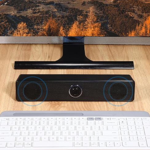 UKCOCO مكبر صوت للكمبيوتر، مكبر صوت منزلي سلكي يعمل بمنفذ USB مقاس 3.5 ملم Aux مكبر صوت خارجي مع قرص للتحكم في مستوى الصوت لشاشة الكمبيوتر المحمول والكمبيوتر المحمول in Kuwait