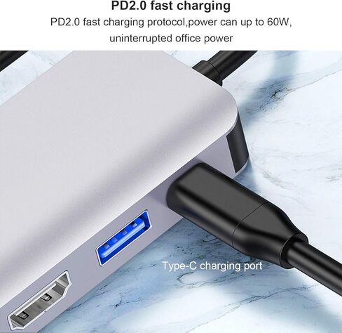 قاعدة توصيل USB C 4 في 1، واجهة وسائط متعددة USB C إلى HD/محول PD/USB/VGA، شحن سريع 60 وات، أقصى نقل 5 جيجابت في الثانية، دعم 4K x 2K 30 هرتز in Kuwait