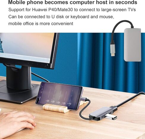 قاعدة توصيل USB C 4 في 1، واجهة وسائط متعددة USB C إلى HD/محول PD/USB/VGA، شحن سريع 60 وات، أقصى نقل 5 جيجابت في الثانية، دعم 4K x 2K 30 هرتز in Kuwait