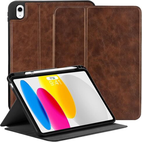 حافظة Zinibri متوافقة مع غطاء iPad الجيل العاشر 10.9 بوصة 2022 A2696 A2757 A2777 مع حامل أقلام، جلد PU بزوايا رؤية متعددة وحامل رفيع فوليو للنوم/الاستيقاظ التلقائي، أزرق بحيرة in Saudi Arabia