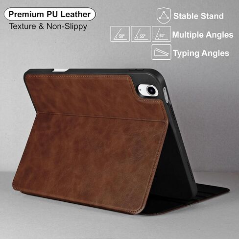 حافظة Zinibri متوافقة مع غطاء iPad الجيل العاشر 10.9 بوصة 2022 A2696 A2757 A2777 مع حامل أقلام، جلد PU بزوايا رؤية متعددة وحامل رفيع فوليو للنوم/الاستيقاظ التلقائي، أزرق بحيرة in Saudi Arabia