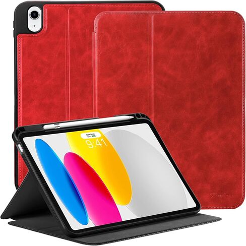 حافظة Zinibri متوافقة مع غطاء iPad الجيل العاشر 10.9 بوصة 2022 A2696 A2757 A2777 مع حامل أقلام، جلد PU بزوايا رؤية متعددة وحامل رفيع فوليو للنوم/الاستيقاظ التلقائي، أزرق بحيرة in Saudi Arabia