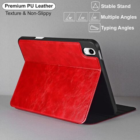 حافظة Zinibri متوافقة مع غطاء iPad الجيل العاشر 10.9 بوصة 2022 A2696 A2757 A2777 مع حامل أقلام، جلد PU بزوايا رؤية متعددة وحامل رفيع فوليو للنوم/الاستيقاظ التلقائي، أزرق بحيرة in Saudi Arabia