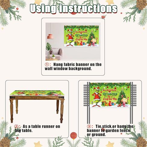 Merry Christmas Banner in a World Full of Grin Ches Be a Cindy Lou Who Banner Green Large 71"x 43" Merry Christmas Photography Banner for Christmas Xmas Indoor Outdoor Green Elf Winter Holiday in Kuwait