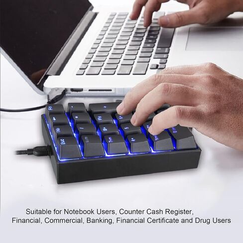 USB Numeric Keypad, LED Backlit 21-Key Mechanical Numpad for PC Gamers, Ergonomic Wired Number Pad for Desktop Laptop, Mini Portable Numeric Keypad for Home and Office, Plug and Play (Red Switch) in Kuwait