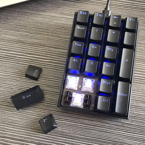 USB Numeric Keypad, LED Backlit 21-Key Mechanical Numpad for PC Gamers, Ergonomic Wired Number Pad for Desktop Laptop, Mini Portable Numeric Keypad for Home and Office, Plug and Play (Red Switch) in Kuwait