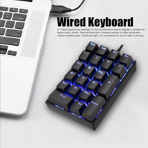 USB Numeric Keypad, LED Backlit 21-Key Mechanical Numpad for PC Gamers, Ergonomic Wired Number Pad for Desktop Laptop, Mini Portable Numeric Keypad for Home and Office, Plug and Play (Red Switch) in Kuwait