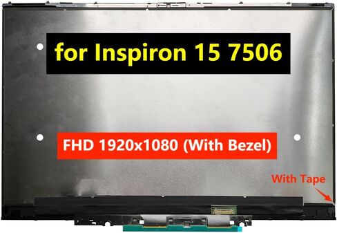 تي اف تي سنتر شاشة بديلة بديلة لجهاز ديل انسبيرون 15 7506 P97F P97F003 P97F00، شاشة 15.6 انش FHD 1920x1080، شاشة LCD LED تعمل باللمس، مع لوحة تحكم باللمس وحواف in Kuwait
