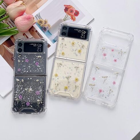 حافظة شفافة Shinymore Galaxy Z Flip 3، حافظة شفافة ناعمة ومرنة من المطاط Planet Space Stars Sparkle حافظة للفتيات والنساء لامعة مضادة للصدمات لهاتف Samsung Galaxy Z Flip 3 - الكون in Kuwait