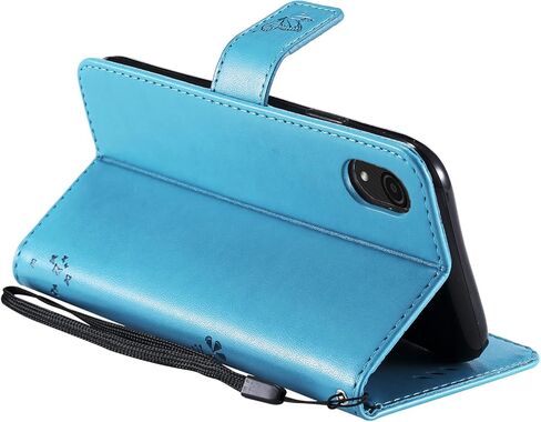 حافظة هاتف لهاتف سامسونج جالاكسي A03 كور، حافظة محفظة، حافظة قلابة من جلد البولي يوريثان مزخرفة على شكل شجرة قطة وزهور فوليو ومسند مغناطيسي وفتحات بطاقة لهاتف سامسونج جالاكسي A03 كور أرجواني فاتح in Kuwait