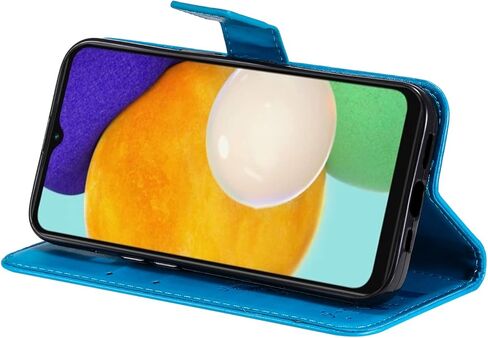 حافظة هاتف لهاتف سامسونج جالاكسي A03 كور، حافظة محفظة، حافظة قلابة من جلد البولي يوريثان مزخرفة على شكل شجرة قطة وزهور فوليو ومسند مغناطيسي وفتحات بطاقة لهاتف سامسونج جالاكسي A03 كور أرجواني فاتح in Kuwait