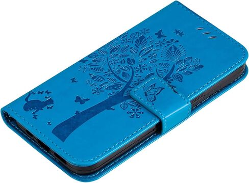 حافظة هاتف لهاتف سامسونج جالاكسي A03 كور، حافظة محفظة، حافظة قلابة من جلد البولي يوريثان مزخرفة على شكل شجرة قطة وزهور فوليو ومسند مغناطيسي وفتحات بطاقة لهاتف سامسونج جالاكسي A03 كور أرجواني فاتح in Kuwait