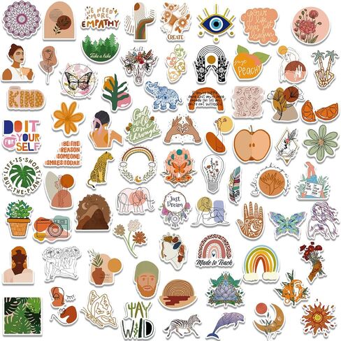 ملصقات لايف بي بوهو لزجاجات المياه، 300 قطعة، ملصقات جمالية للمراهقين والبالغين والأطفال، ملصقات فينيل مضادة للماء لطيفة للكمبيوتر المحمول لوح التزلج، ملصقات فنية عتيقة in Kuwait