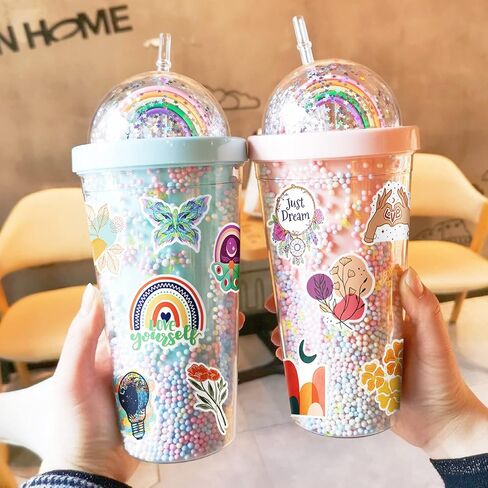 ملصقات لايف بي بوهو لزجاجات المياه، 300 قطعة، ملصقات جمالية للمراهقين والبالغين والأطفال، ملصقات فينيل مضادة للماء لطيفة للكمبيوتر المحمول لوح التزلج، ملصقات فنية عتيقة in Kuwait