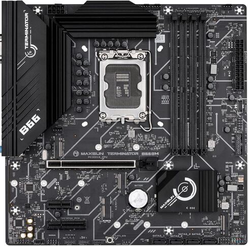 ماكس صن لوحة ام B660 LGA 1700 (انتل الجيل 12) mATX (منفذ الملحقات الاضافية السريع 4.0 وDDR4 و3xM.2 وLAN 2.5GB وDP و2 HDMI وVGA وUSB خلفي 3.2 الجيل الاول وUSB امامي 3.2 الجيل الثاني نوع C) in Kuwait