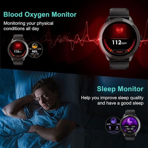 ساعة ذكية SMORFIT للرجال، متتبع اللياقة البدنية مع مراقب معدل ضربات القلب، عداد الخطى، مراقب النوم، IP68 متتبع النشاط المقاوم للماء لأجهزة Android وiOS، ساعات بلوتوث للياقة البدنية in Kuwait