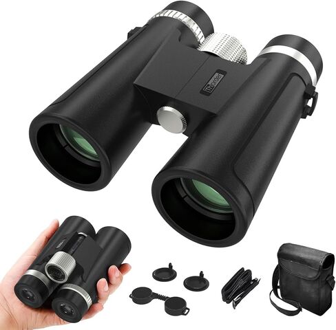 منظار Thorder 12×42 HD للبالغين والأطفال، مناظير فائقة السطوع عالية الطاقة مع رؤية كبيرة، رؤية واضحة منخفضة الإضاءة، BAK4، منشورات FMC، مناظير مدمجة مقاومة للماء لمشاهدة الطيور والصيد والسفر in Kuwait
