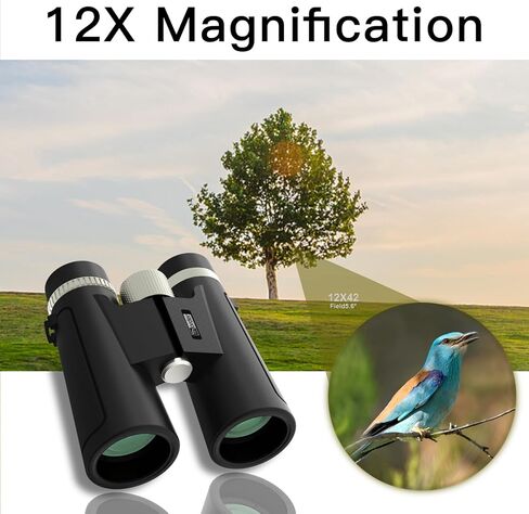 منظار Thorder 12×42 HD للبالغين والأطفال، مناظير فائقة السطوع عالية الطاقة مع رؤية كبيرة، رؤية واضحة منخفضة الإضاءة، BAK4، منشورات FMC، مناظير مدمجة مقاومة للماء لمشاهدة الطيور والصيد والسفر in Kuwait