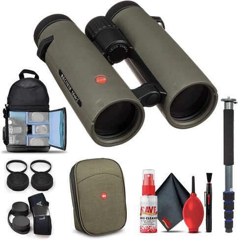 Leica 10x42 Noctivid Binoculars (Olive Green) (40387) + Backpack + Full Size Monopod + Cleaning Set + 2 x Cap Keeper + Neck Strap in Saudi Arabia