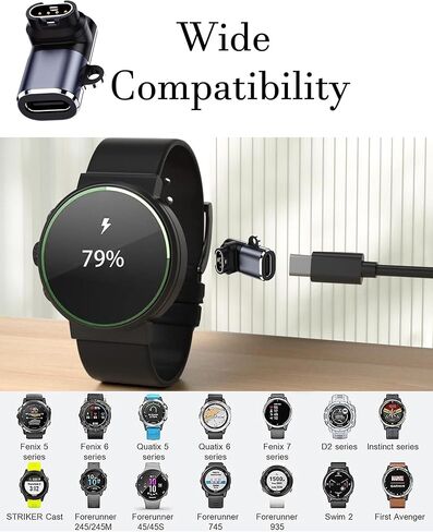 USB-C Adapter for Garmin Watch, Compatible with Garmin Fenix 7 7S 7X 6 6S 6X 5 5S 5X, Forerunner 945 45 45S 245 Music, Instinct 1/2/2S/Tide etc in Kuwait