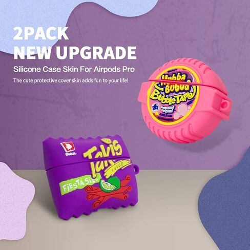 غطاء حماية من السيليكون بتصميم كرتوني لطيف ثلاثي الابعاد بتصميم كاواي بتصميم طعام ممتع للبنات والنساء والاولاد لسماعات ايربودز برو من قطعتين من قطعتين in Kuwait