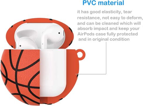 حافظة Tekcoo AirPods، [ممتصة للصدمات] غطاء إكسسوارات متوافق مع Apple Airpods 1 & AirPods 2 لطيف أنيق ناعم واقٍ من مطاط السيليكون PVC وحبل سلسلة مفاتيح [بيسبول] in Kuwait