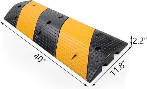 سبيد ماكس مطبات سرعة مطاطية مقاس 40 انش، عبوة واحدة من قطعتين من مضخات السرعة شديدة التحمل مع 3 براغي بسعة تحميل 20000 باوند، منحدرات لحماية الكابلات لممرات المرور والخرسانة الاسفلتية والحصى in Kuwait