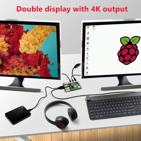 مجموعة أدوات Vemico Raspberry Pi 4 8 ​​جيجابايت مع بطاقة SD سعة 32 جيجابايت، حافظة Pi 4، كابل طاقة 5 فولت 3 أمبير مع مفتاح تشغيل/إيقاف، مشتتات حرارية، مروحة تبريد، كابل HDMI، قارئ بطاقة USB SD، محول لـ Raspberry Pi 4B 8 جيجابايت in Kuwait