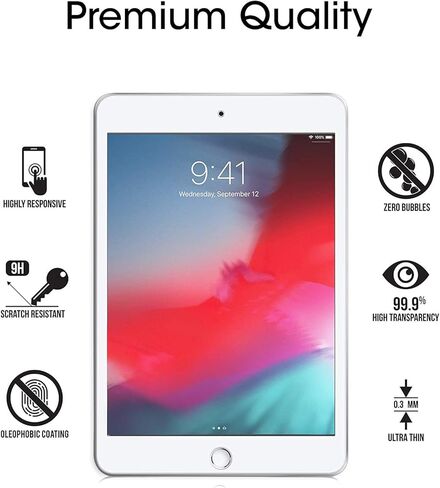 تانتيك واقي شاشة لجهاز ايباد ميني 5 (2019) وايباد ميني 4.7.9 انش، طبقة من الزجاج المقوى، فائق الشفافية، مضاد للخدش، خالي من الفقاعات، مناسب للحافظة in Kuwait