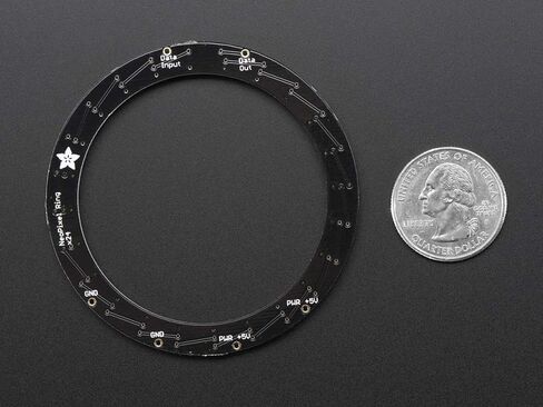 Adafruit Industries NeoPixel Ring - 24 x 5050 RGBW LEDs مع برامج تشغيل مدمجة - أبيض طبيعي - ~4500K in Kuwait
