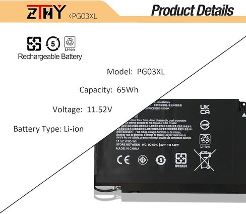 ZTHY 65Wh PG03XL بطارية الكمبيوتر المحمول HP Spectre X360 15-AP0000 15T-AP000 Series 15-AP011DX 15-AP001NF 15-AP002NG 15-AP018CA 831758-005 831532-421 831532-422 L48430-2C1 PG 03064XL 11.55 فولت 3 خلايا in Kuwait