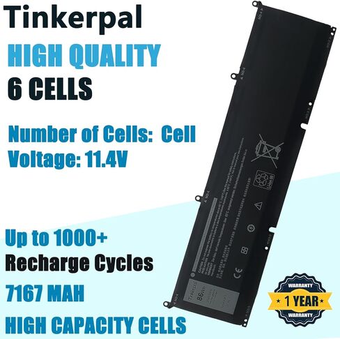 بطارية كمبيوتر محمول Tinkerpal 69KF2 متوافقة مع Dell XPS 15 9500 9510 Precision 5550 P91F Alienware M15 R3 P87F P87F002 M17 R3 2020 P45E P45E002 P45E001 Series 8FCTC 70N2F M59JH 070N2F 08FCTC in Kuwait