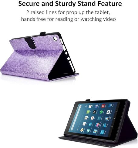 Dteck Case for Fire HD 8 Tablet (8th Generation 2018 & 7th Generation 2017 & 6th Generation 2016), Magnetic Folio Leather Case with [Auto Wake Sleep/Viewing Stand] Cute Fire Cover, Fireflies Forest in Kuwait