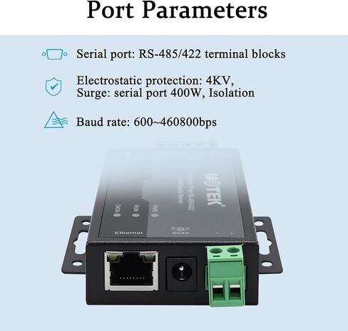 UOTEK RS485 إلى خادم جهاز إيثرنت 2 منافذ، RS422 تسلسلي إلى إيثرنت 10/100M RS485/422 إلى إيثرنت TCP/IP خادم الجهاز التسلسلي UT-6312MT in Kuwait