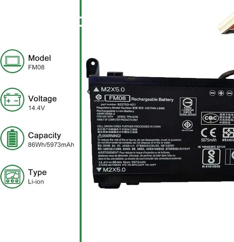 JIAZIJIA FM08 922977-855 استبدال بطارية الكمبيوتر المحمول HP Omen 17-AN013TX 17-AN014TX 17-AN014NG Series Notebook 922753-421 HSTNN-LB8B 16-Pin Connector 14.4V 86Wh 5973mAh in Saudi Arabia