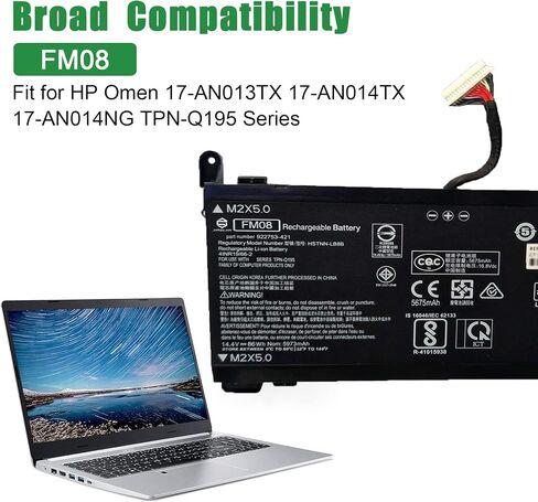JIAZIJIA FM08 922977-855 استبدال بطارية الكمبيوتر المحمول HP Omen 17-AN013TX 17-AN014TX 17-AN014NG Series Notebook 922753-421 HSTNN-LB8B 16-Pin Connector 14.4V 86Wh 5973mAh in Saudi Arabia