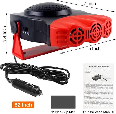 Car Heater That Plugs Cigarette Lighter, 12V 150W Rotatable Portable Car Heater Defroster Fans,2 in 1 Heating & Cooling Fast Heating Defrost Defogger for Car, SUV, Jeeps, Trucks in Saudi Arabia