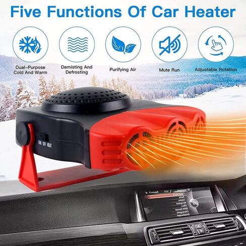 Car Heater That Plugs Cigarette Lighter, 12V 150W Rotatable Portable Car Heater Defroster Fans,2 in 1 Heating & Cooling Fast Heating Defrost Defogger for Car, SUV, Jeeps, Trucks in Saudi Arabia