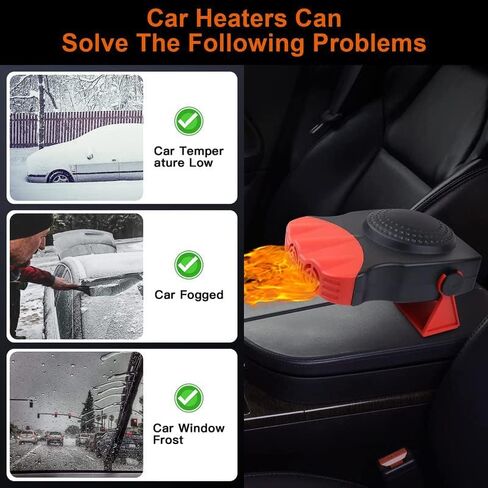 Car Heater That Plugs Cigarette Lighter, 12V 150W Rotatable Portable Car Heater Defroster Fans,2 in 1 Heating & Cooling Fast Heating Defrost Defogger for Car, SUV, Jeeps, Trucks in Saudi Arabia