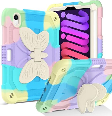 BENTOBEN iPad Mini 6 Case, 2021 iPad Mini 6th Generation Case with Pencil Holder 2 in 1 Heavy Duty Rugged Shockproof Kickstand Hybrid Bumper Protective Girl Women Boy Mini 6 Tablet Cover,Purple Design in Kuwait