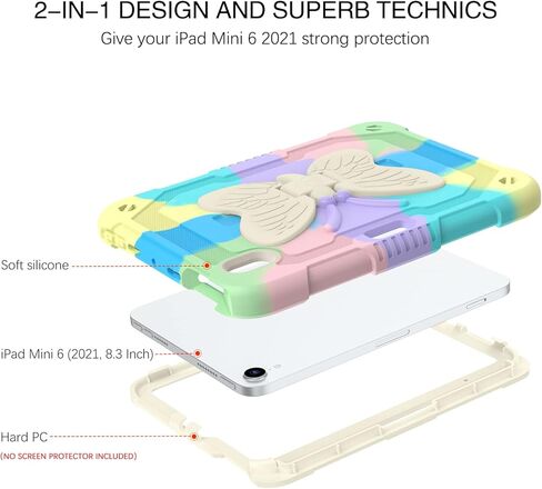 BENTOBEN iPad Mini 6 Case, 2021 iPad Mini 6th Generation Case with Pencil Holder 2 in 1 Heavy Duty Rugged Shockproof Kickstand Hybrid Bumper Protective Girl Women Boy Mini 6 Tablet Cover,Purple Design in Kuwait