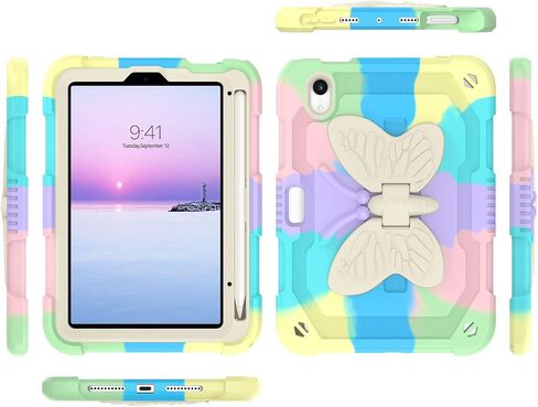 BENTOBEN iPad Mini 6 Case, 2021 iPad Mini 6th Generation Case with Pencil Holder 2 in 1 Heavy Duty Rugged Shockproof Kickstand Hybrid Bumper Protective Girl Women Boy Mini 6 Tablet Cover,Purple Design in Kuwait