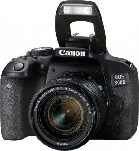 كاميرا EOS 800D/Rebel T7i الرقمية SLR مع عدسة STM مقاس 18-55 باللون الأسود - حزمة الملحقات الأساسية (متجددة) in Saudi Arabia